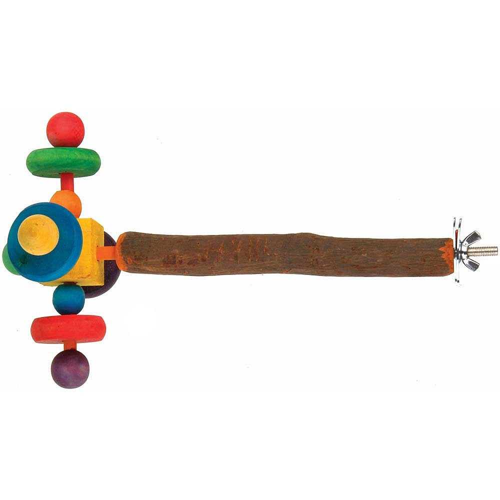 Wooden Twirler Perch spinning parrot toy – natural wood enrichment perch for parrots, promotes movement and foot health