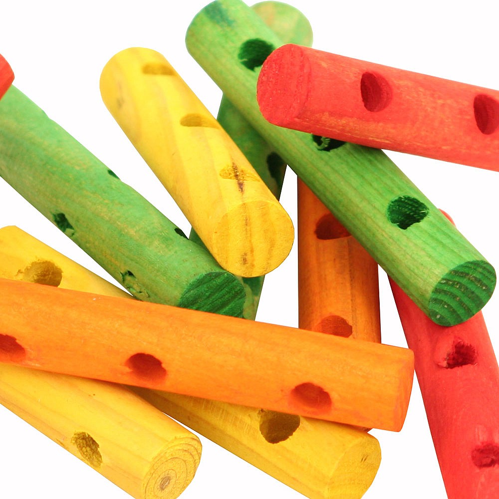 Colourful Wood Drilled Dowels Parrot Toy Parts Pack of 16