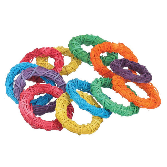 Coloured Willow Rings Woven Chew Toy for Parrots Pack of 12