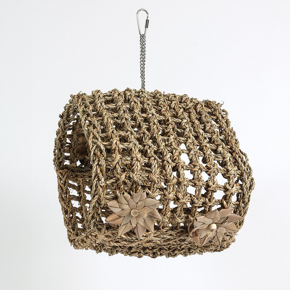 Natural Woven Seagrass Parrot Hideaway Tent Large