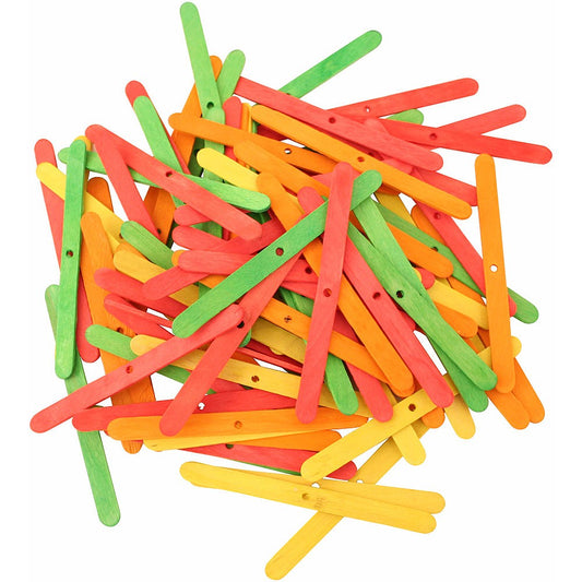 Coloured Wood Ice Lolly Sticks - Parrot Toy Parts - 100 Pack