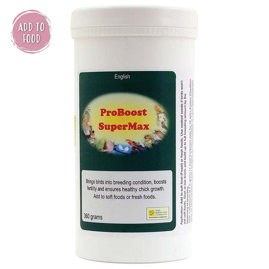 ProBoost SuperMax 360 g bird breeding supplement for parrots – high‑protein, vitamin and mineral blend for fertility and chick growth